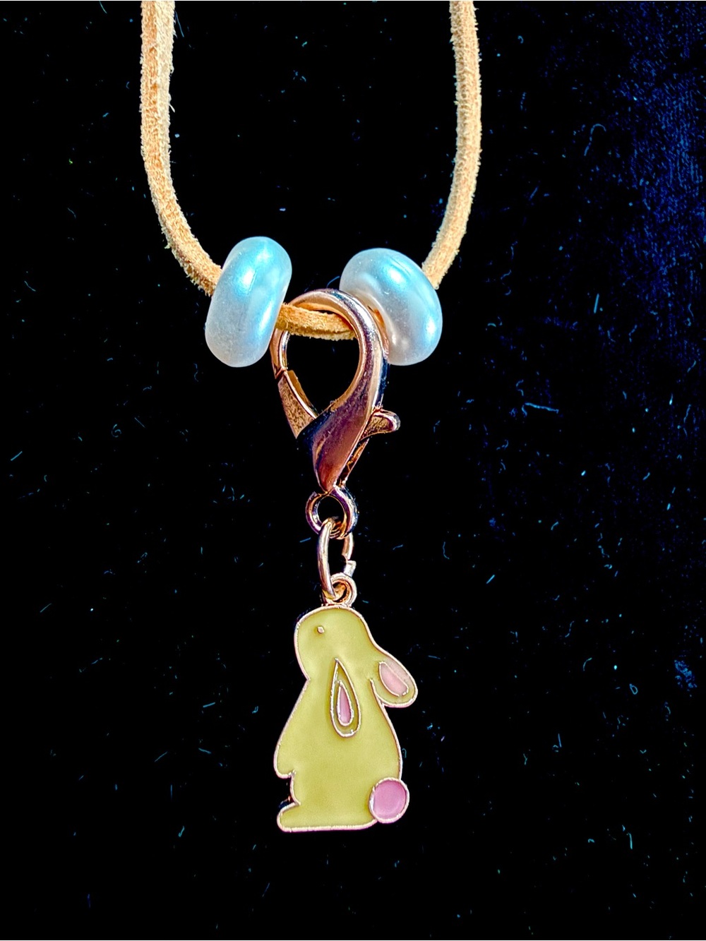 Yellow & Pink Enamel Bunny Charm Necklace